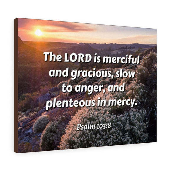 Scripture SignMerciful And Gracious Psalm 103:8 Bible Verse Canvas Christian